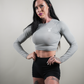 ELEVATE LONG SLEEVE CROP TOP - PLATINUM