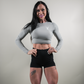 ELEVATE LONG SLEEVE CROP TOP - PLATINUM