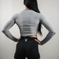 ELEVATE LONG SLEEVE CROP TOP - PLATINUM