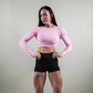ELEVATE LONG SLEEVE CROP TOP - BLUSH PINK