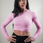 ELEVATE LONG SLEEVE CROP TOP - BLUSH PINK