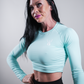 ELEVATE LONG SLEEVE CROP TOP - LIGHT TURQUOISE