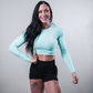 ELEVATE LONG SLEEVE CROP TOP - LIGHT TURQUOISE