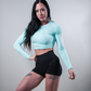 ELEVATE LONG SLEEVE CROP TOP - LIGHT TURQUOISE