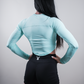 ELEVATE LONG SLEEVE CROP TOP - LIGHT TURQUOISE