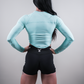 ELEVATE LONG SLEEVE CROP TOP - LIGHT TURQUOISE