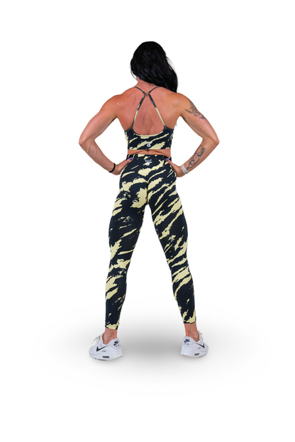 SAFARI SEAMLESS LEGGINGS - BLACK/CANARY YELLOW
