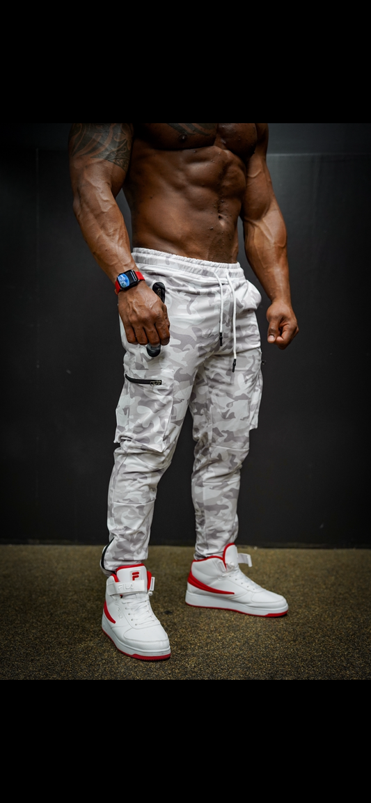 TACTICAL CARGO JOGGERS - WHITE CAMO