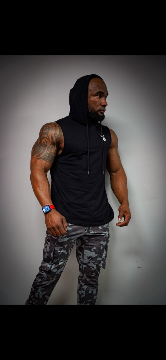 ICON SLEEVELESS HOODIE - BLACK